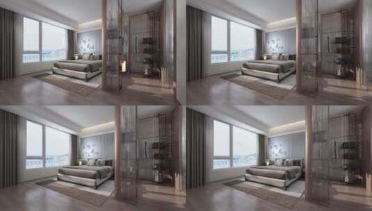 高端新中式卧室装修效果高清在线视频素材下载