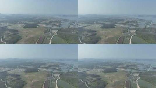 阳西海边城镇直线推进4K航拍摄影高清在线视频素材下载