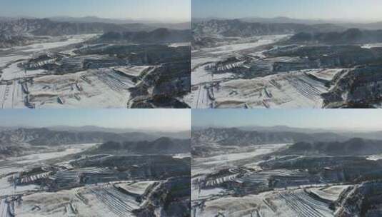乡村雪景航拍 北方农村  土地高清在线视频素材下载