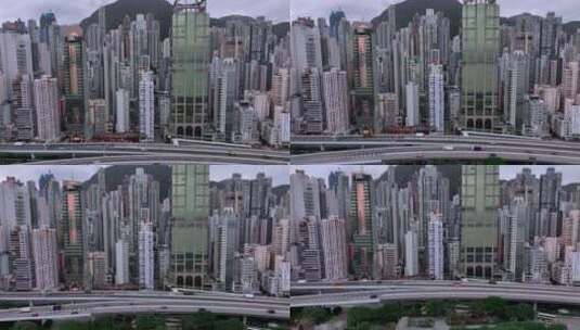香港摩天大楼城市全景航拍高清在线视频素材下载