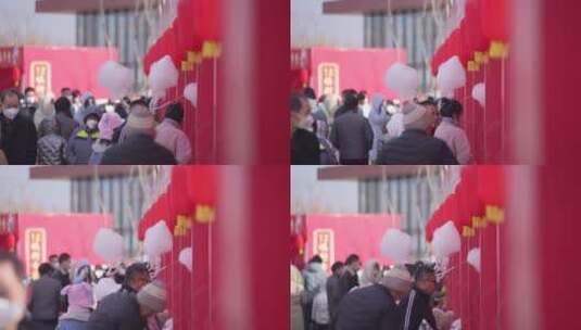 山东新年春节年货大集喜庆热闹氛围慢镜头高清在线视频素材下载
