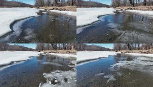 春天开河断裂的冰层高清在线视频素材下载
