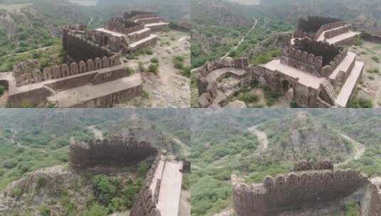 巴基斯坦拉合尔古堡城堡断壁残垣航拍高清在线视频素材下载
