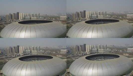 0047高清4k航拍天津奥林匹克中心体育馆建筑高清在线视频素材下载