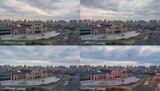哈尔滨火车站延时摄影高清在线视频素材下载