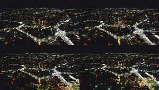 中国云南丽江古城世界遗产5A景区夜景航拍高清在线视频素材下载