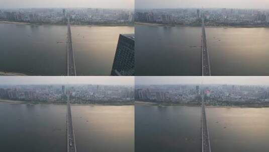 航拍湖南株洲大桥交通株洲建设高清在线视频素材下载