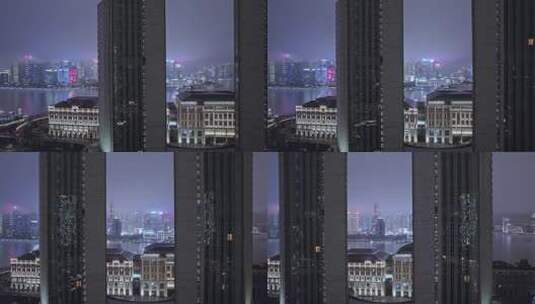 航拍北外滩上海茂悦大酒店夜景高清在线视频素材下载