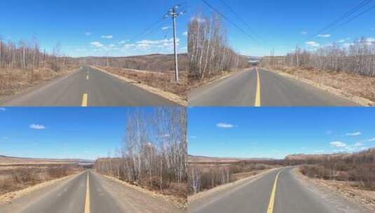 内蒙古边塞乡村公路景观高清在线视频素材下载