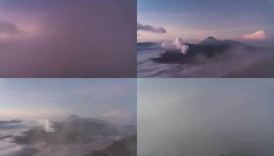 印尼布罗莫火山日出延时云雾缭绕高清在线视频素材下载
