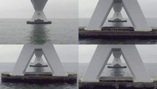 荷兰最长的桥——泽兰布鲁格桥的底面景观高清在线视频素材下载