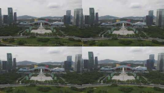 深圳市民中心建筑航拍高清在线视频素材下载