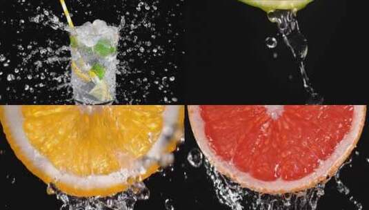 升格食品饮料冰凉柠檬橙子水果高清在线视频素材下载