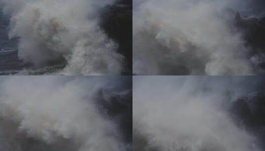 汹涌的海浪撞击岩石悬崖高清在线视频素材下载