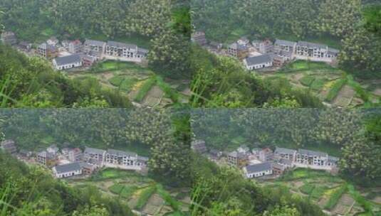 山里的绿色森林和美丽村庄高清在线视频素材下载