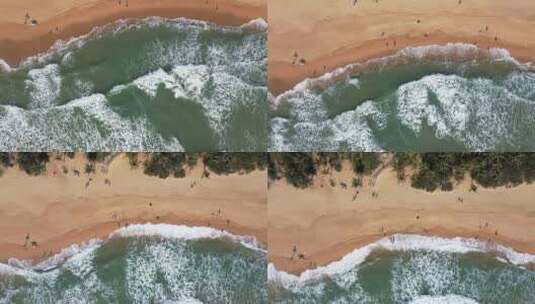 航拍三亚海棠湾海边沙滩浴场高清在线视频素材下载