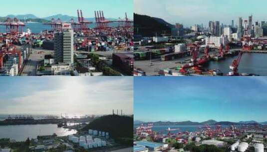 深圳蛇口港口延时航拍多角度航拍高清在线视频素材下载