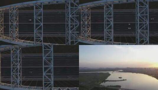 襄阳新六两河大桥航拍高清在线视频素材下载