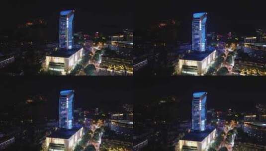 广西柳州银泰城夜景航拍高清在线视频素材下载