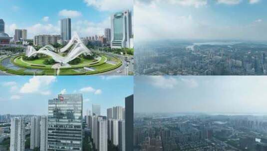 武汉航拍城市建筑风光武汉东湖新技术开发区高清在线视频素材下载