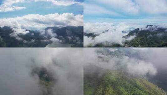 鸟瞰森林云海山川大山云雾气大自然生态环境高清在线视频素材下载