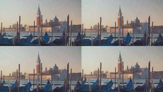 意大利威尼斯有盖贡多拉船高清在线视频素材下载