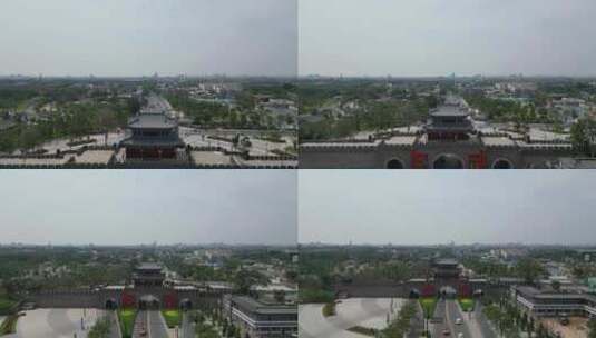 河南开封安远门历史文化古建筑航拍高清在线视频素材下载