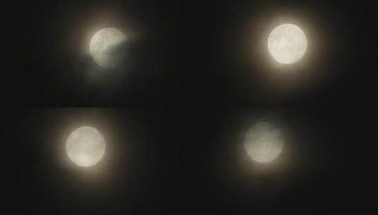 满月大月亮透过云层缓缓升起高清在线视频素材下载