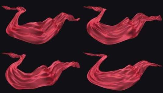 红色丝绸飘带循环动画高清在线视频素材下载