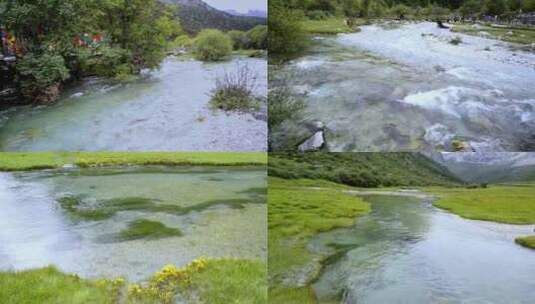 雪山下的溪流高清在线视频素材下载