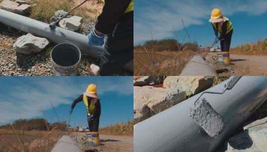 国土资源矿山矿工维护管道高清在线视频素材下载