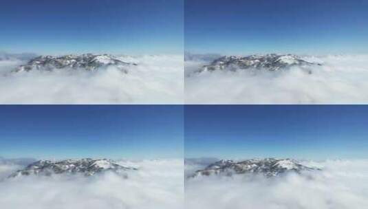 航拍山峰云雾云海天空自然风景高清在线视频素材下载