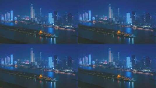 长沙湘江橘子洲夜景延时高清在线视频素材下载