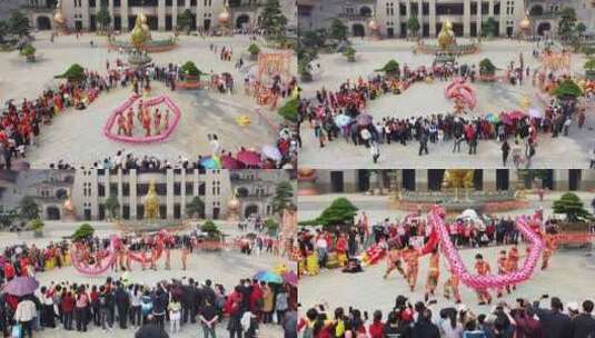 中国民间传统文化表演舞龙舞狮高清在线视频素材下载