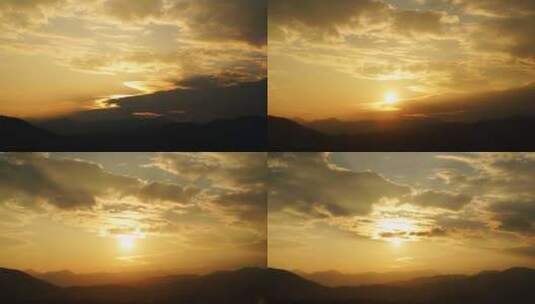 山峰日出延时远山太阳升起来清晨金色天空高清在线视频素材下载
