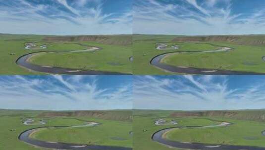 航拍呼伦贝尔草原莫日格勒河风光1032高清在线视频素材下载