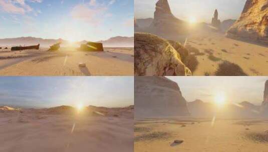 干旱荒凉的沙漠戈壁滩高清在线视频素材下载