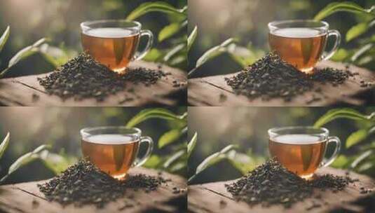 茶园茶具绿茶高清在线视频素材下载