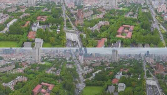 上海市复旦大学邯郸校区航拍校园风景风光素高清在线视频素材下载