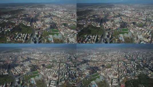 地拉那的城市化：涵盖了充满高耸建筑的广阔高清在线视频素材下载