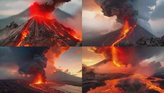 末日活火山爆发喷发v自然灾害素材原创动画高清在线视频素材下载