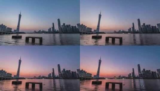 猎德大桥广州塔珠江新城珠江4k延时日转夜高清在线视频素材下载