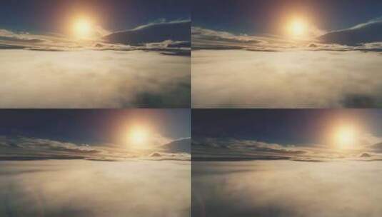 表面雾上的日落。南极洲空中飞行高清在线视频素材下载