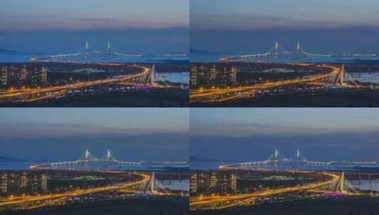 延时拍摄的韩国仁川大桥高清在线视频素材下载