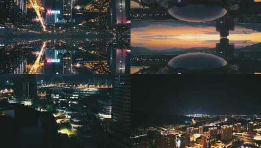 城市大片电影感大楼建筑夜景倒影酷炫高清在线视频素材下载