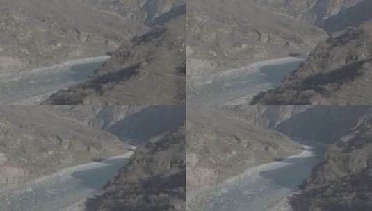 4K航拍 冬天山水 结冰的河面 Dlog原素材高清在线视频素材下载