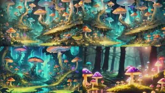 梦幻森林蘑菇高清在线视频素材下载