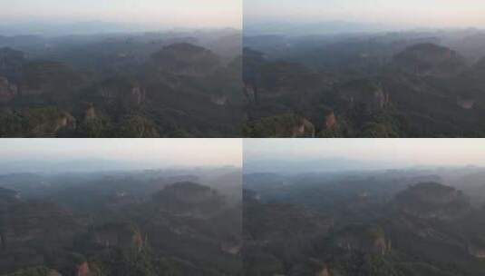 广东韶关丹霞山5A景区晚霞日落夕阳航拍高清在线视频素材下载