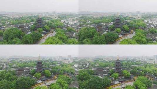 苏州寒山寺中式建筑旅游景点航拍高清在线视频素材下载