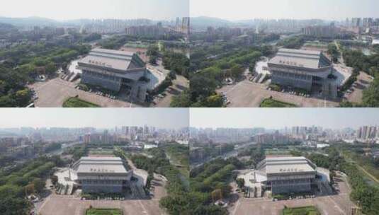 广东中山体育中心体育馆地标建筑航拍高清在线视频素材下载